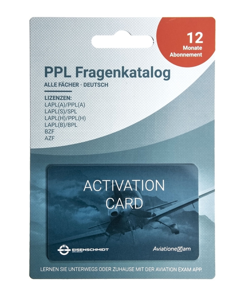 PPL Fragenkatalog LAPL (A/H/S/B), PPL (A/H), SPL, BPL, BZF/AZF - Produktkarte, Abo 12 Monate, deutsch