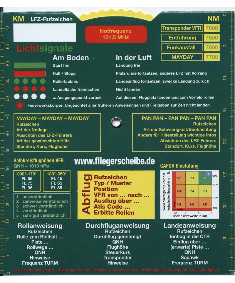 Fliegerscheibe für Piloten - deutsch/englisch