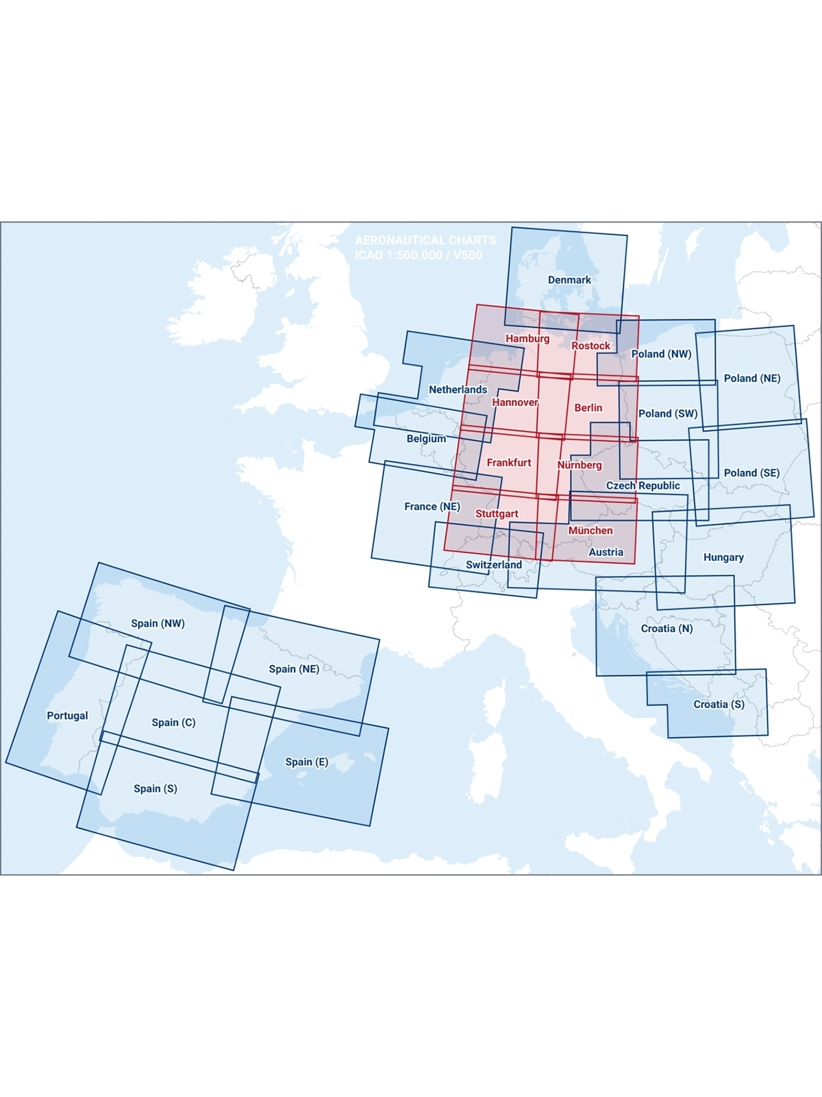 Frankreich Nordost V500 VFR-Karte - Papier, gefaltet, 2024