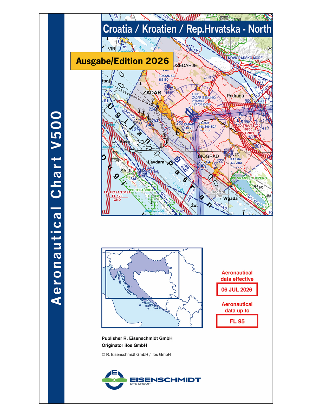 Kroatien Nord 2026 V500 VFR-Karte - Papier, gefaltet
