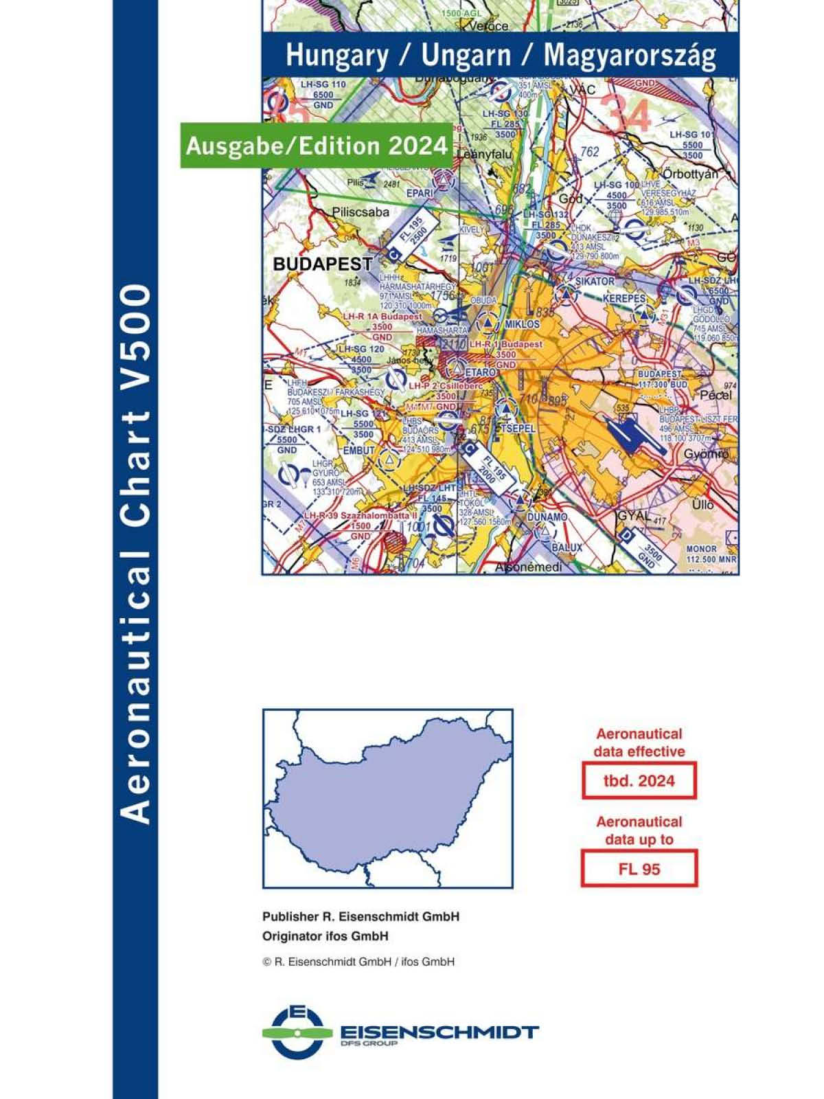 Hungary V500 VFR Chart - paper, folded, 2024