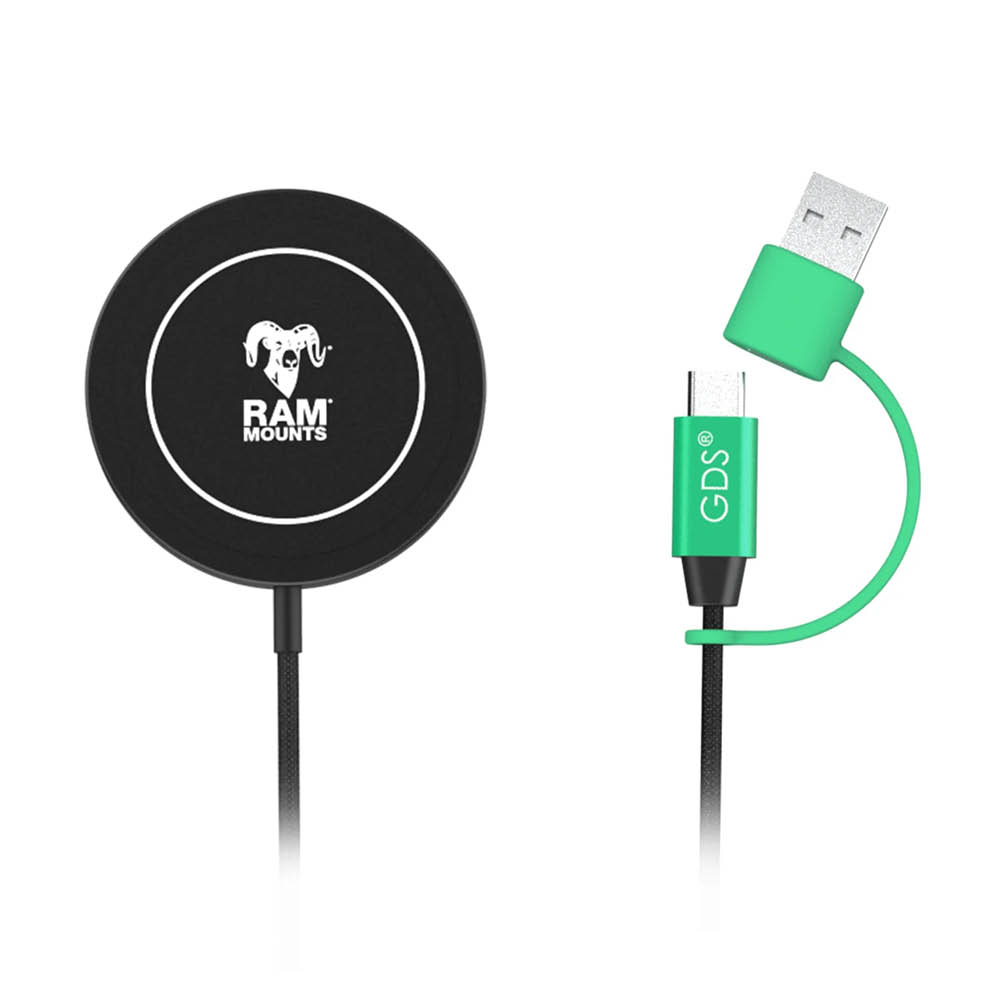 RAM Mounts Qi2 Wireless Charger Power Delivery - 15 Watt, MagSafe kompatibel, USB-C & USB-A Anschluss