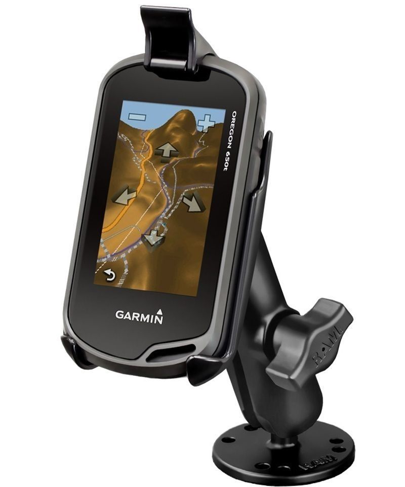 RAM Mounts Aufbau-Halterung Garmin Oregon Serie - B-Kugel (1 Zoll), runde Basisplatte (AMPS), mittlerer Verbindungsarm