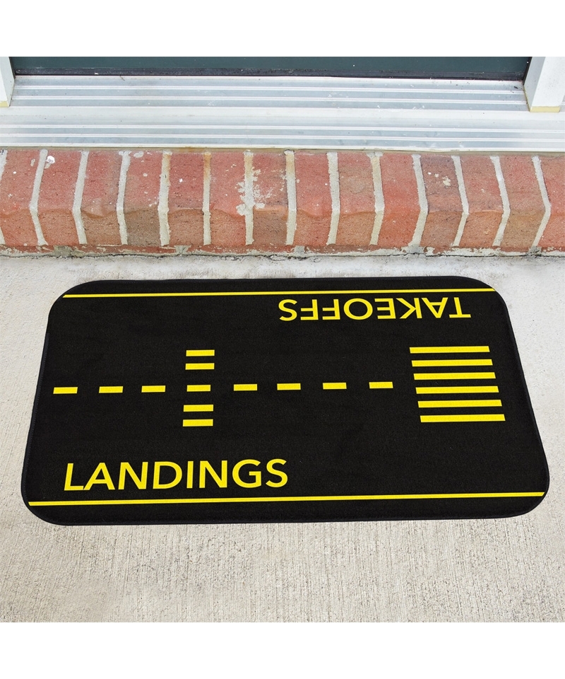 Takeoffs and Landings Doormat - black-yellow, 18" x 30"