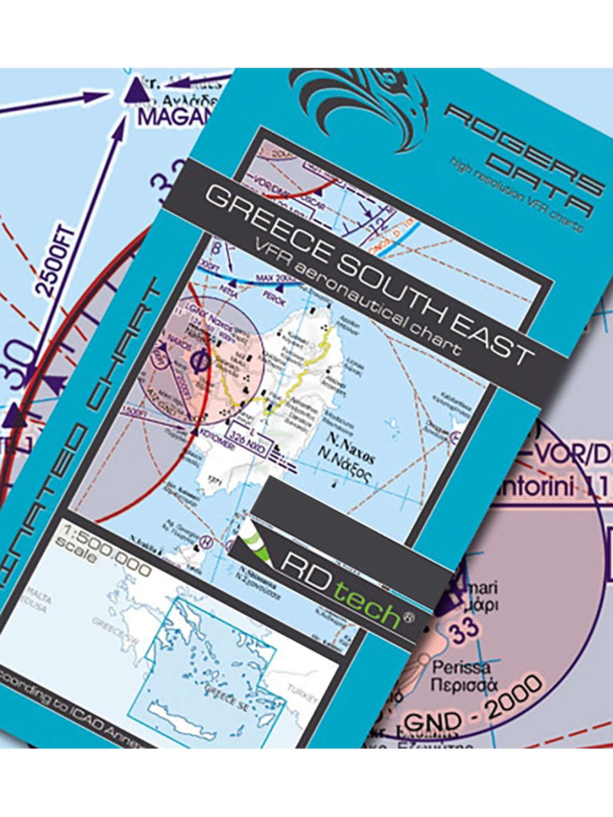 Griechenland Südost - Rogers Data VFR Karte, 1:500.000, laminiert, gefaltet