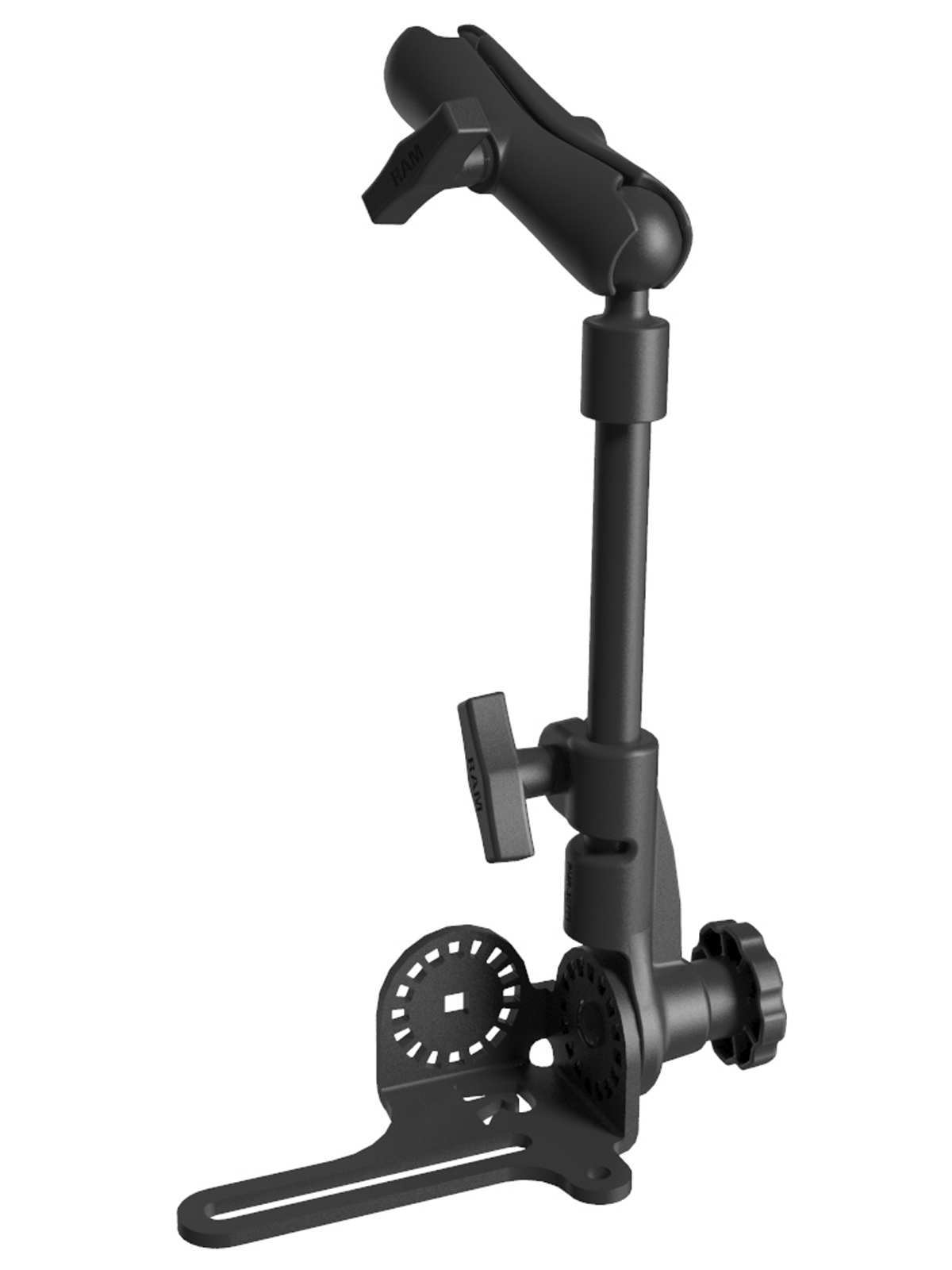 RAM Mounts Pod HD Universal Fahrzeugbefestigung - Ratchet-System, Stablänge 450-650 mm, mittlerer Verbindungsarm, C-Kugel (1,5 Zoll), im Polybeutel