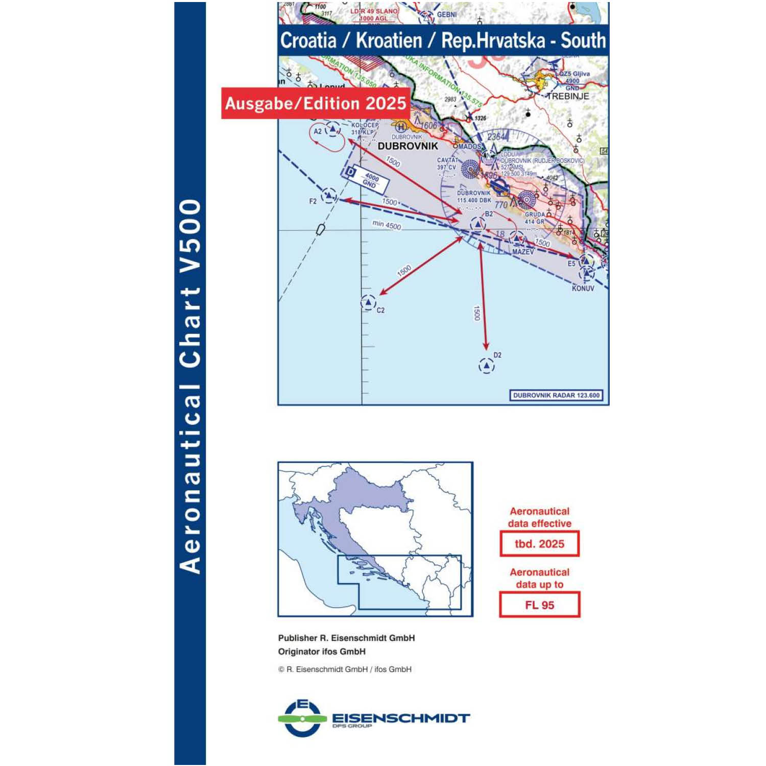 Croatia South V500 VFR Chart - paper, folded