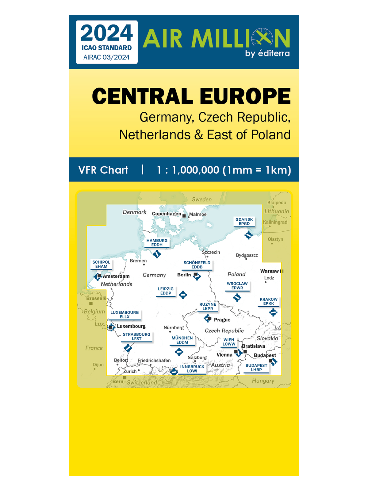 Central Europe - Air Million VFR-Karte 1:1.000.000, gefaltet, 2024