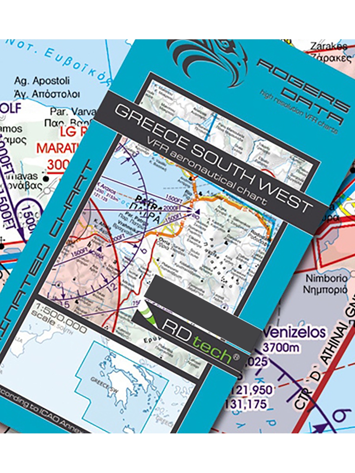 Griechenland Südwest - Rogers Data VFR Karte, 1:500.000, laminiert, gefaltet