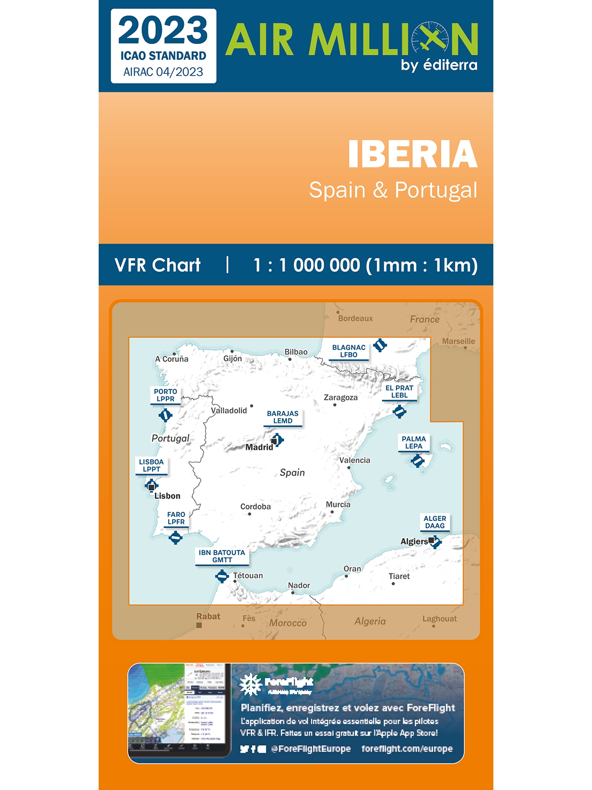 Iberia - Air Million VFR-Karte 1:1.000.000, gefaltet, 2023