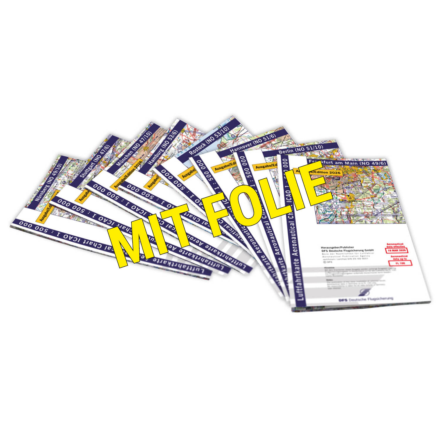 Satz ICAO Motorflugkarten Deutschland 2026 - gefaltet, mit Folie