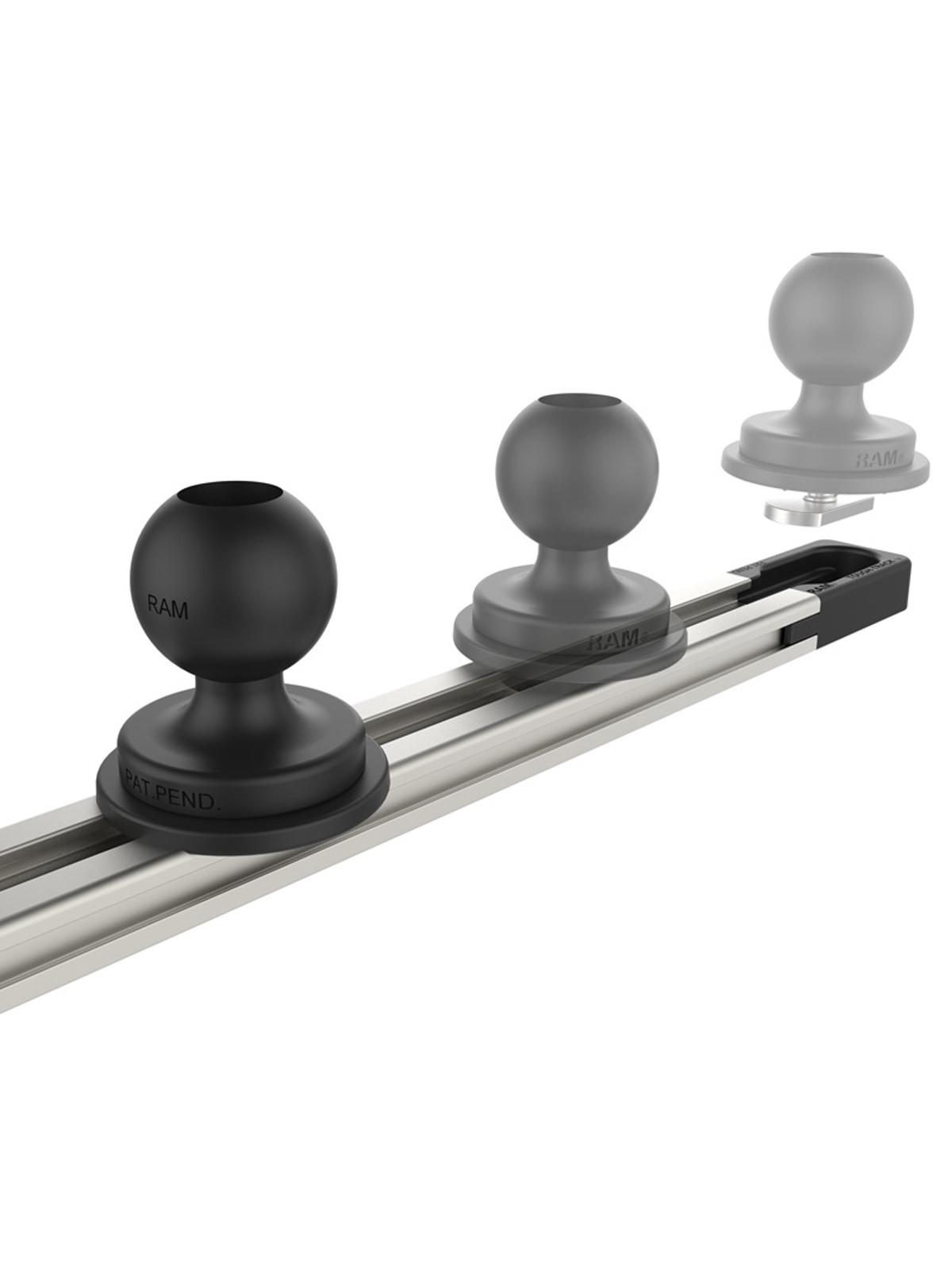 RAM Mounts Aluminium Tough-Track Schiene mit Verbundstoff-Endkappen - Länge 76,2 mm (3 Zoll), fließgepresst (extrudiert), im Polybeutel