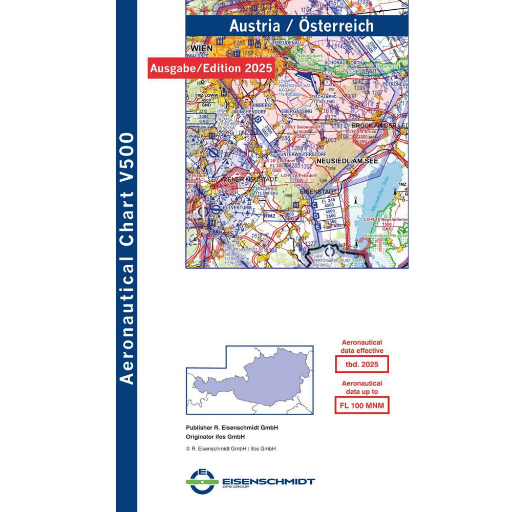 Austria V500 VFR Chart - paper, folded Austria V500 VFR Chart - paper, folded