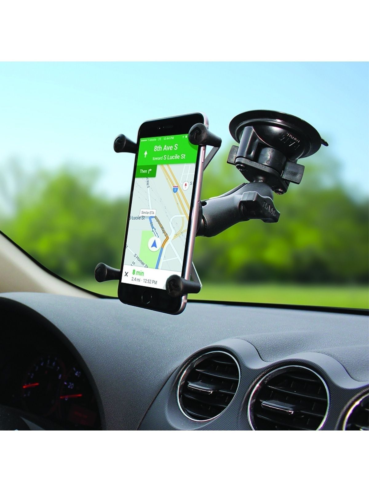 RAM MOUNTS Twist Lock Suction Cup Mount with Universal X-Grip Smartphone Cradle, 1" B-Ball