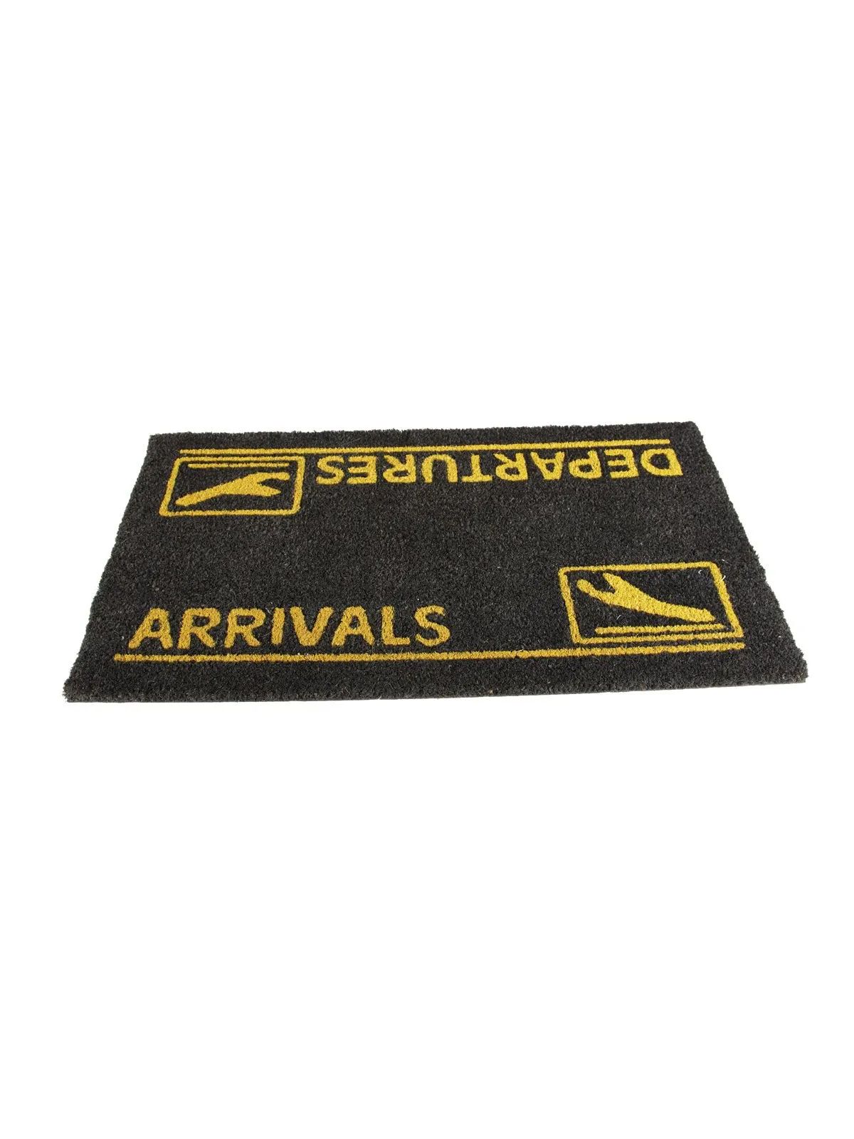 Fussmatte Arrivals / Departures - schwarz-gelb, ca. 45 x 75 cm