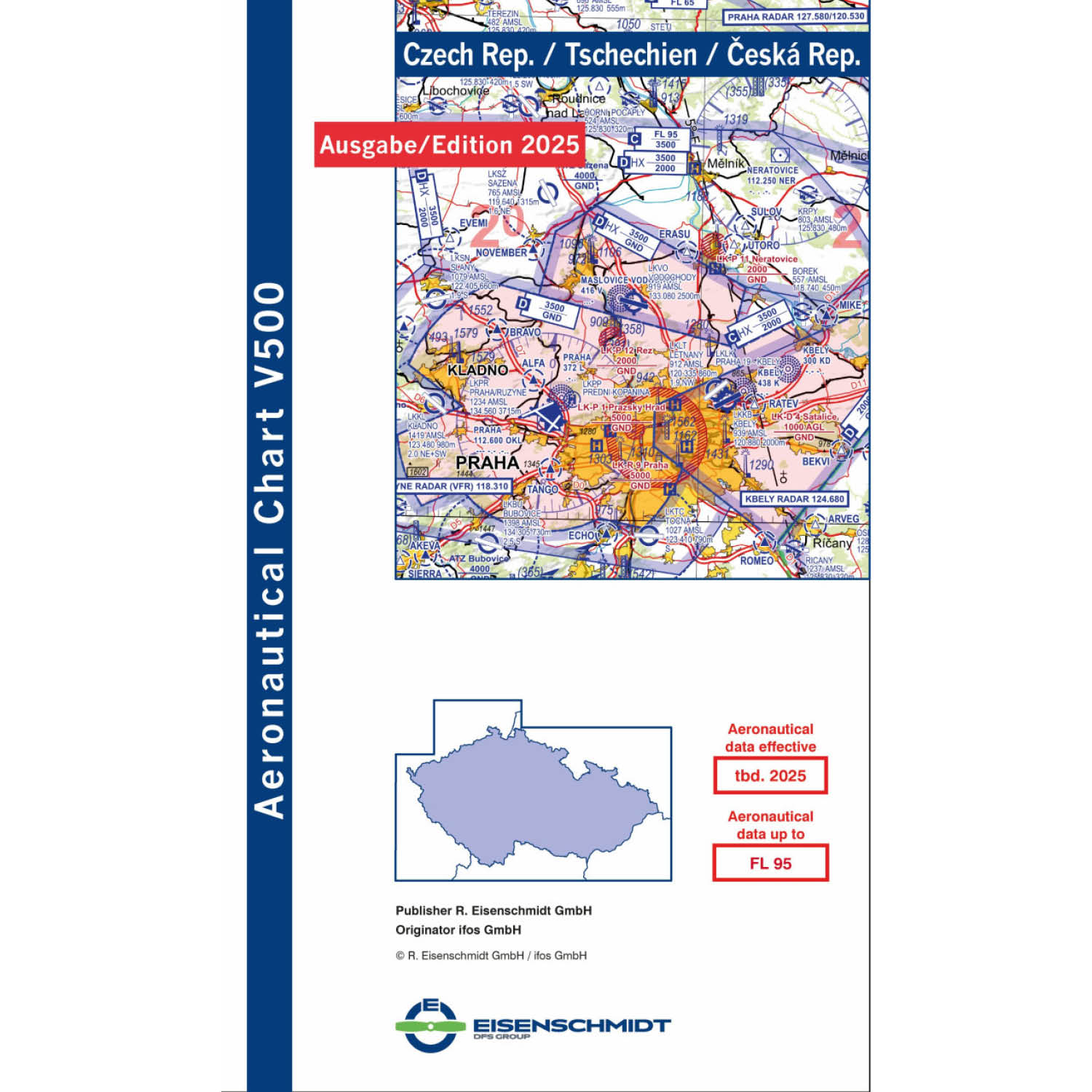 Czech Republic V500 VFR Chart - paper, folded