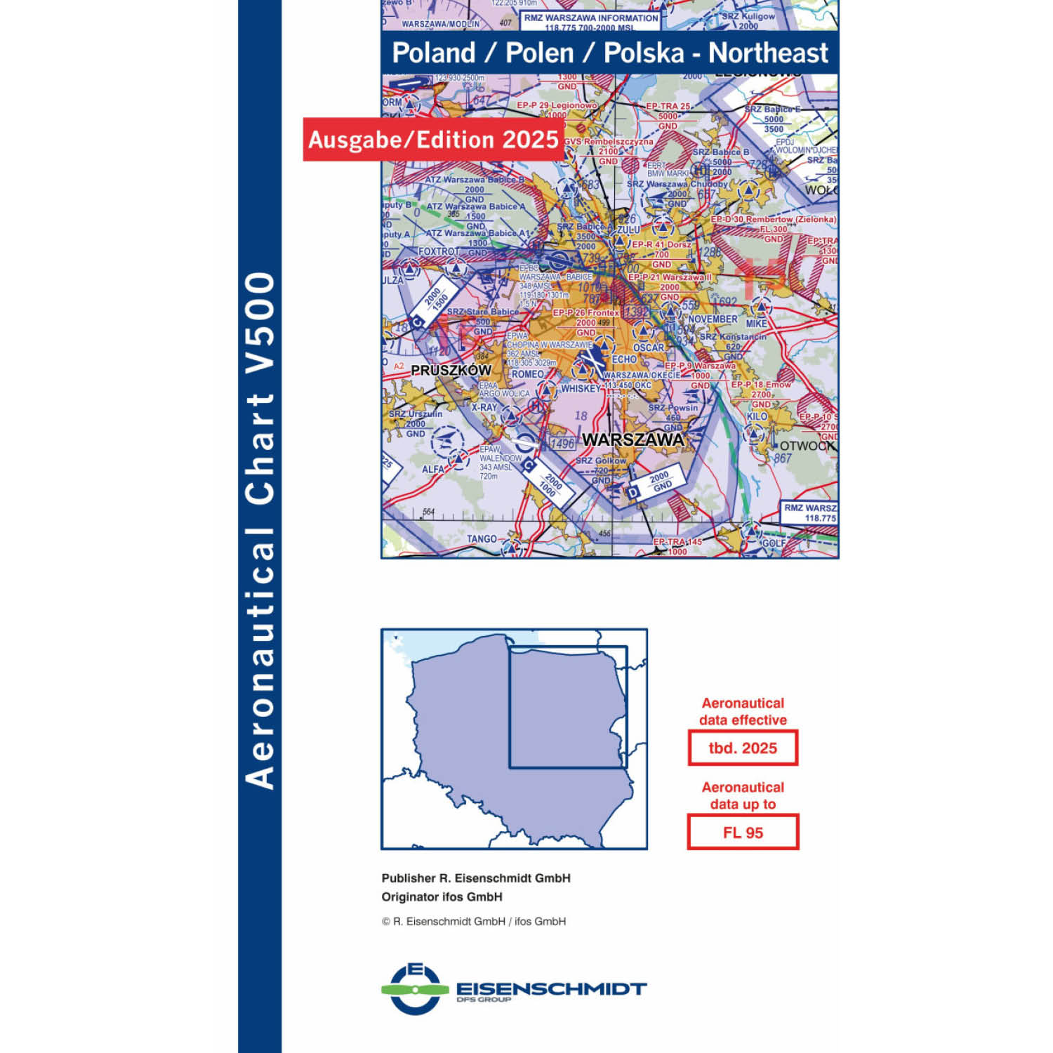Poland Northeast V500 VFR Chart - paper, folded