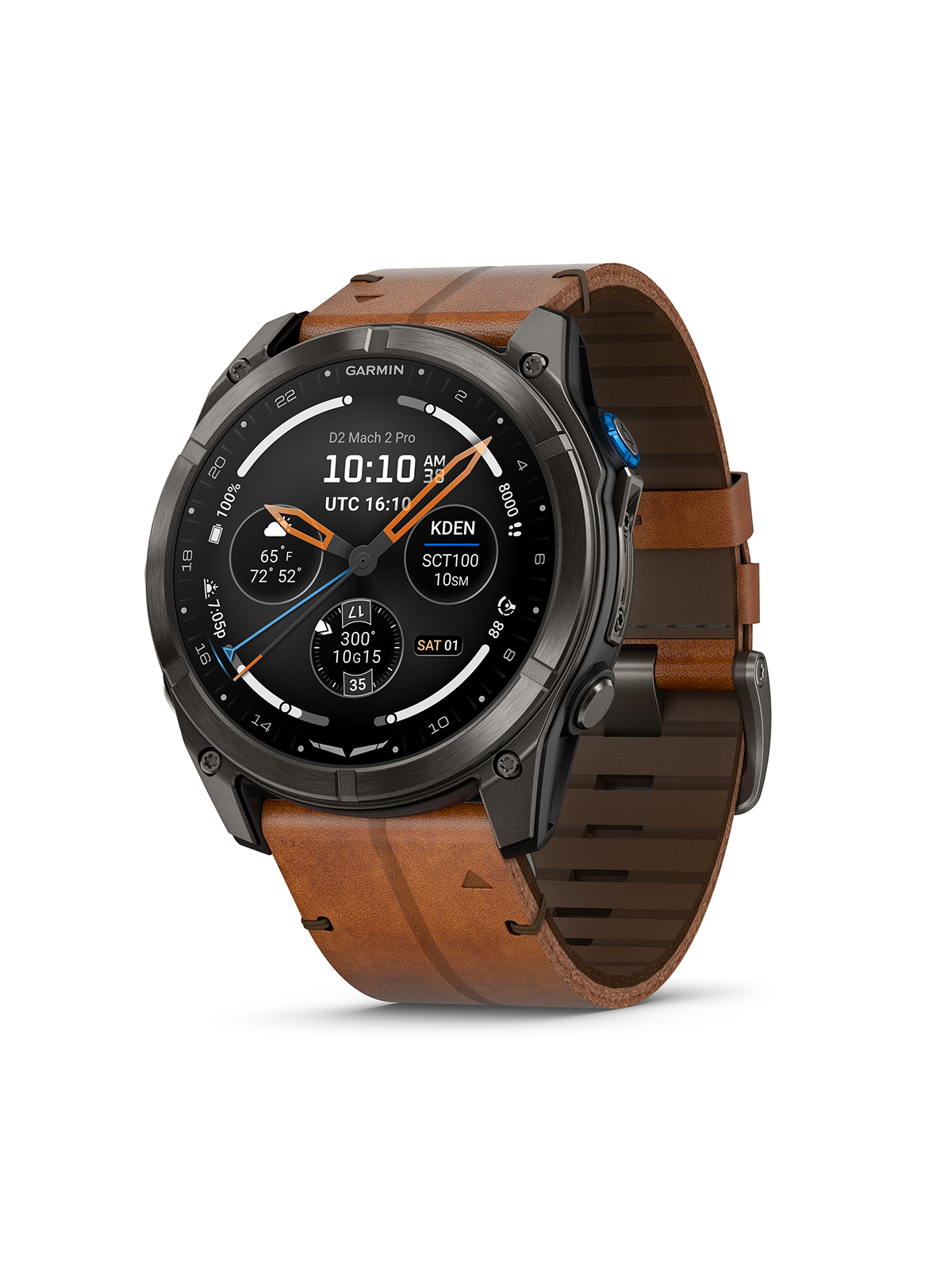 Garmin D2 Mach 2 Pro Aviator Smartwatch - 1.4" AMOLED Display, InReach Technology, Leather Band