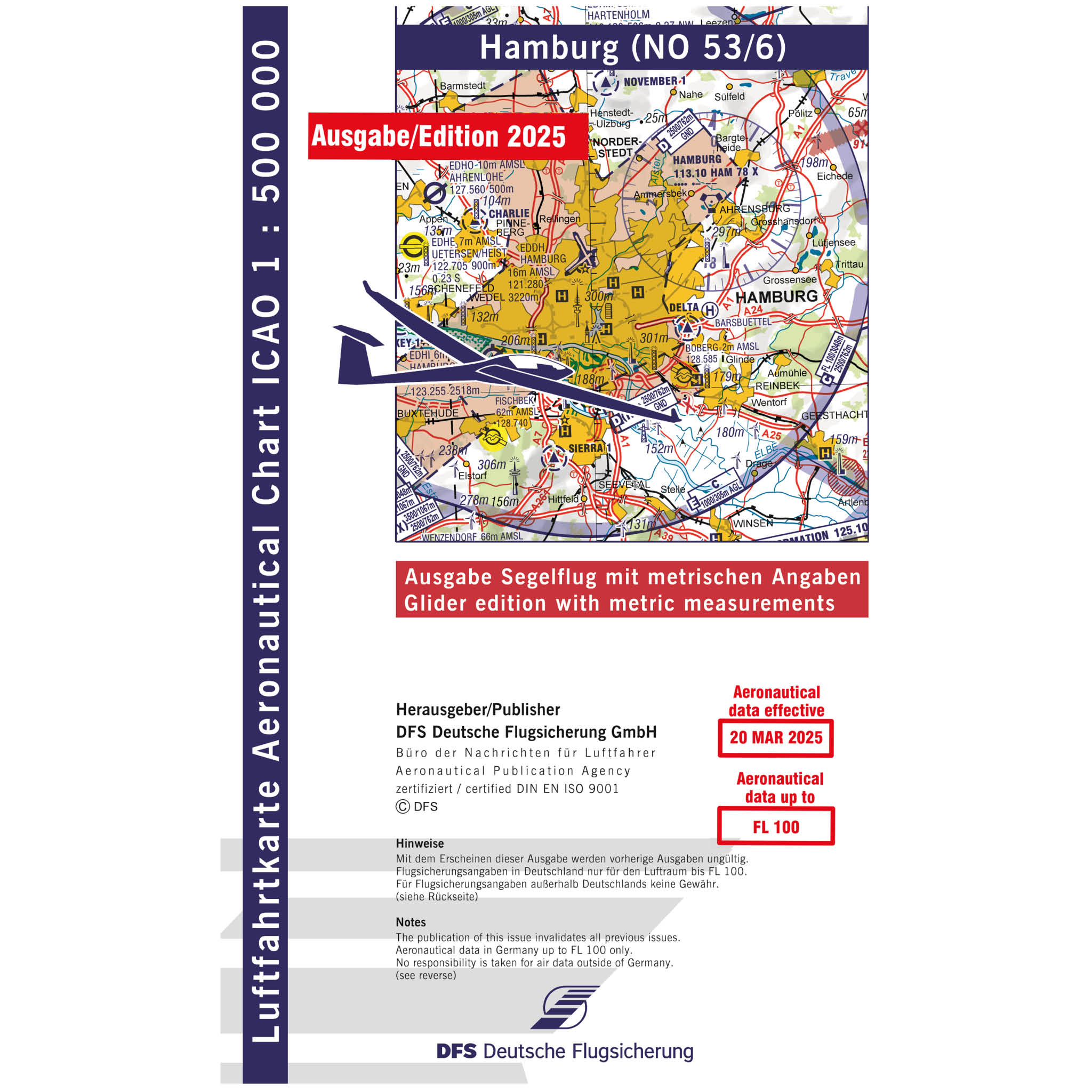 ICAO Glider Chart Germany non laminated, Single Chart