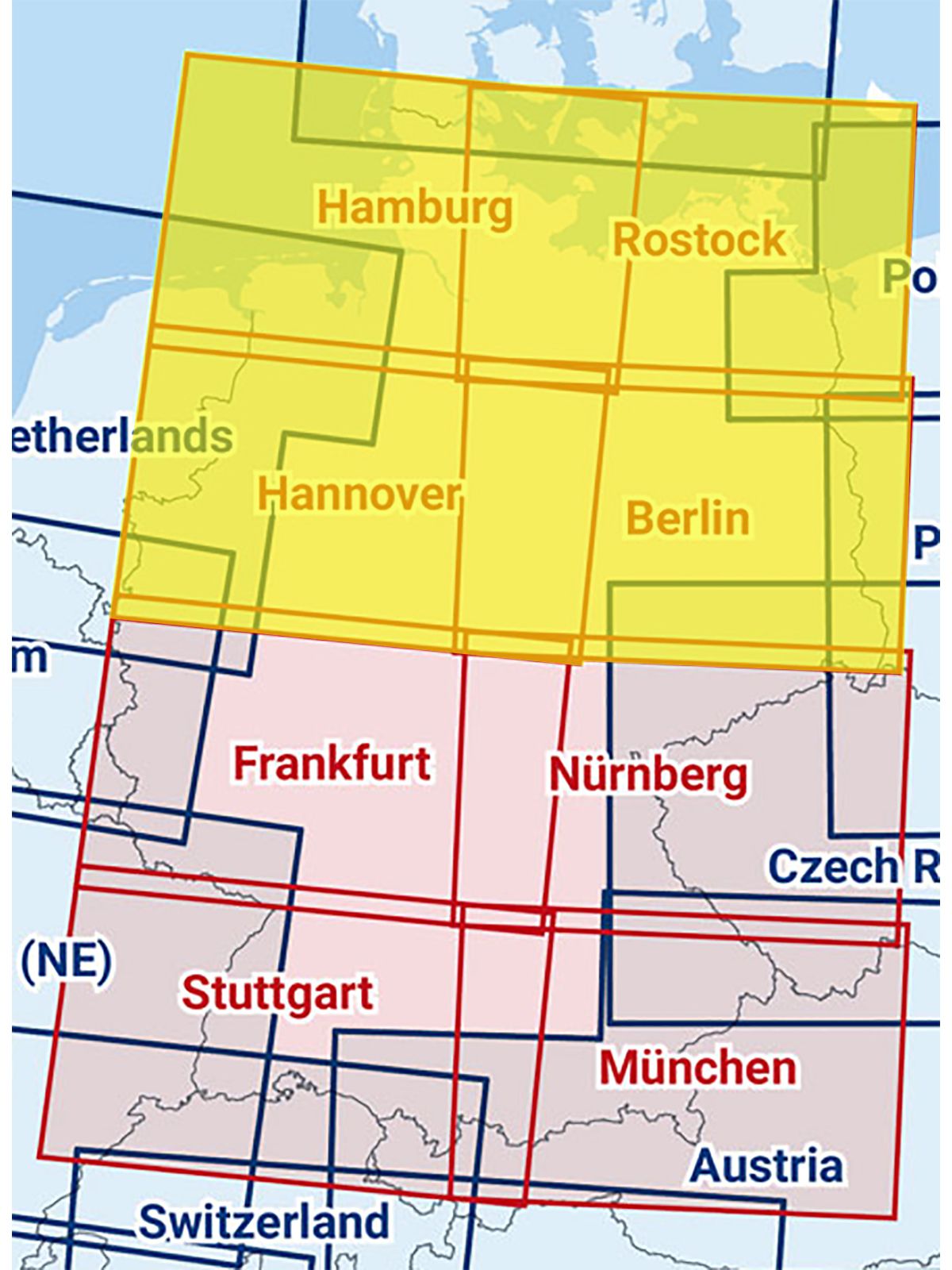 Hamburg / Hannover / Rostock / Berlin 2026 - Zusammengesetzte ICAO Karte mit Folie
