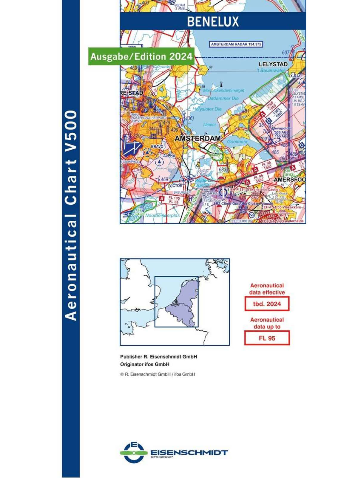 BeNeLux V500 VFR Chart - paper, folded, 2024