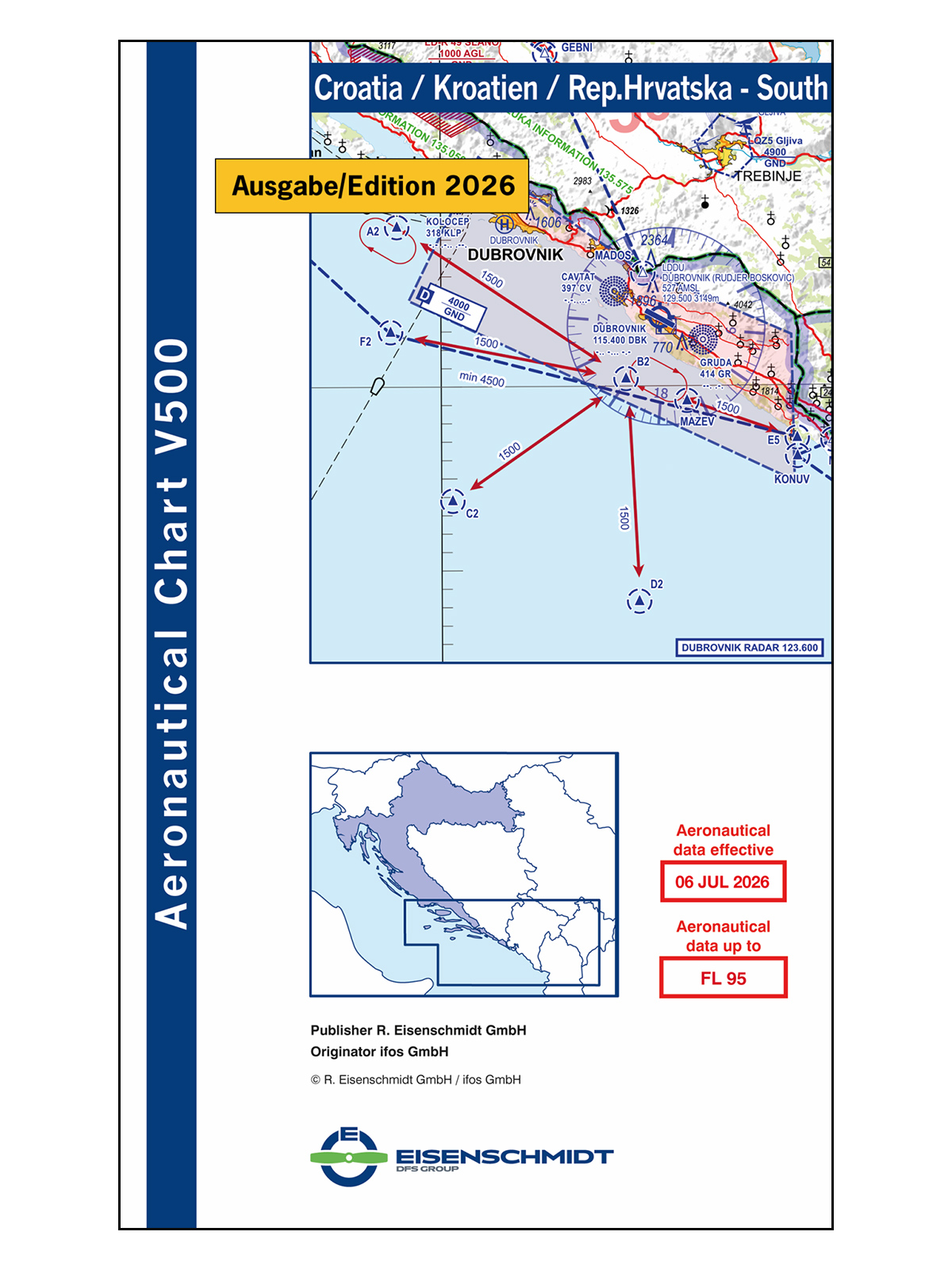 Croatia South V500 VFR Chart - paper, folded