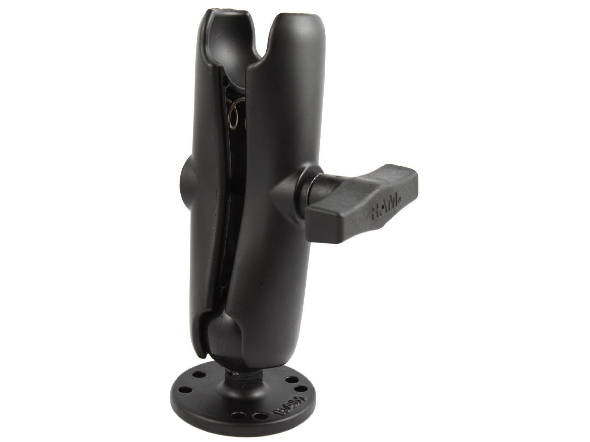 RAM® Double Socket Arm with Round Ball Plate - C-Ball (1.5"), Medium Arm, 4-Hole AMPS