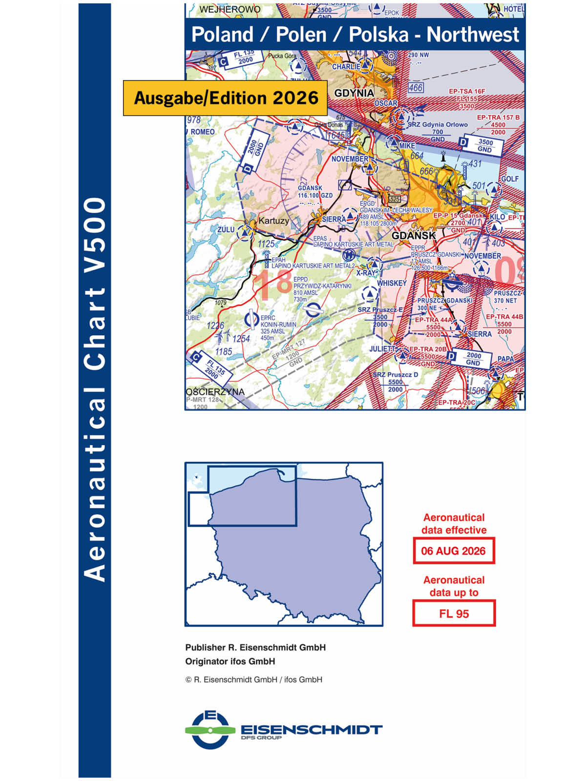 Polen Nordwest V500 VFR-Karte 202 - Papier, gefaltet