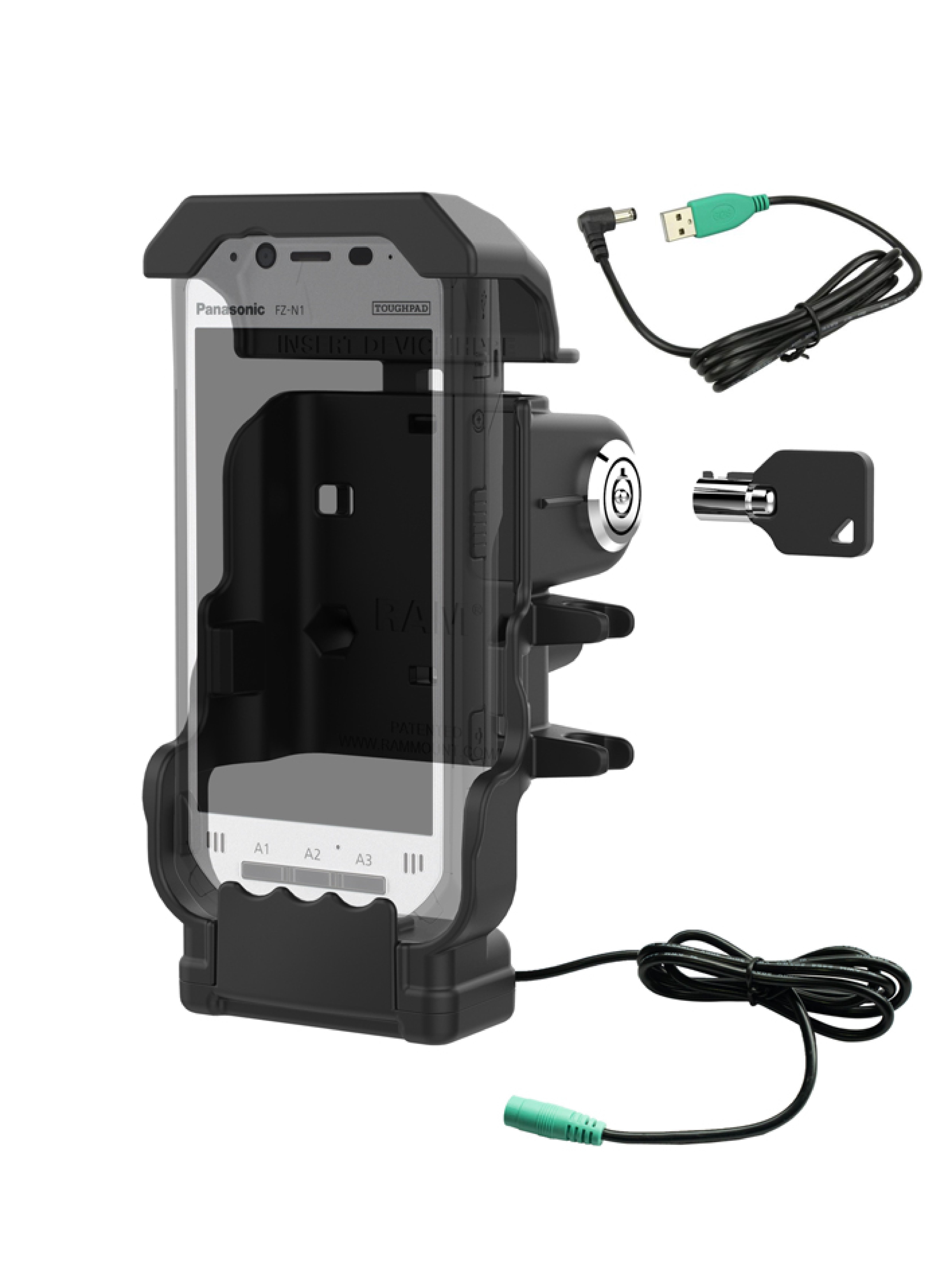 RAM® Powered Key-Locking Cradle for Panasonic Toughbook FZ-N1 & FZ-F1