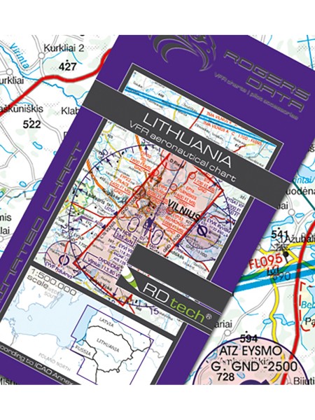 Litauen - Rogers Data VFR Karte, 1:500.000, laminiert, gefaltet