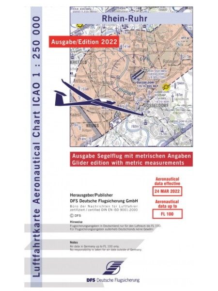 Rhein-Ruhr ICAO Karte Segelflug 1:250.000 ohne Folie