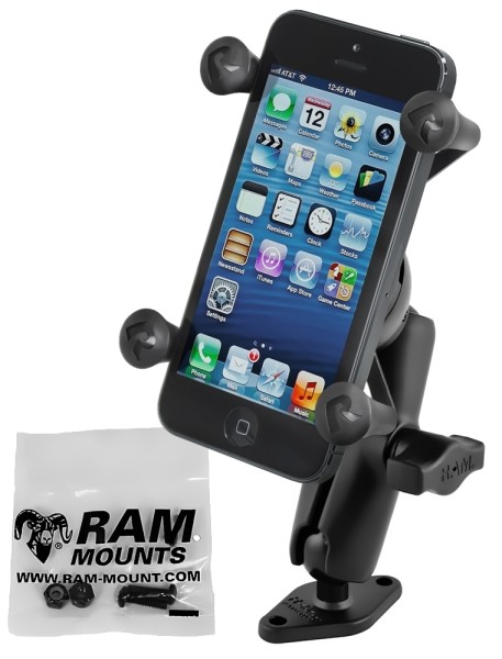 RAM Mounts Aufbau-Set mit X-Grip Universal Halteklammer für Smartphones - Diamond-Basisplatte (Trape