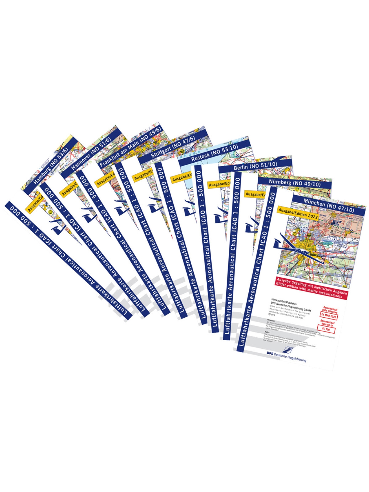 ICAO Segelflug-Karte 2015/2017/2018/2019 Deutschland Karten Glider Charts DFS 
