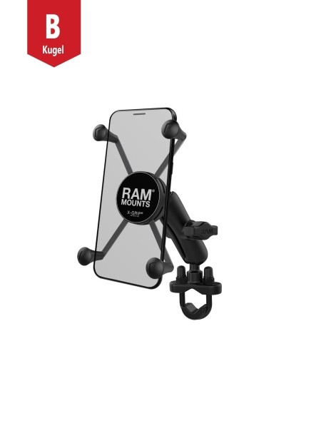 RAM Mounts X-Grip Lenker-Halterung für Smartphones bis 114,3 mm Breite - B-Kugel (1 Zoll), Schelle (