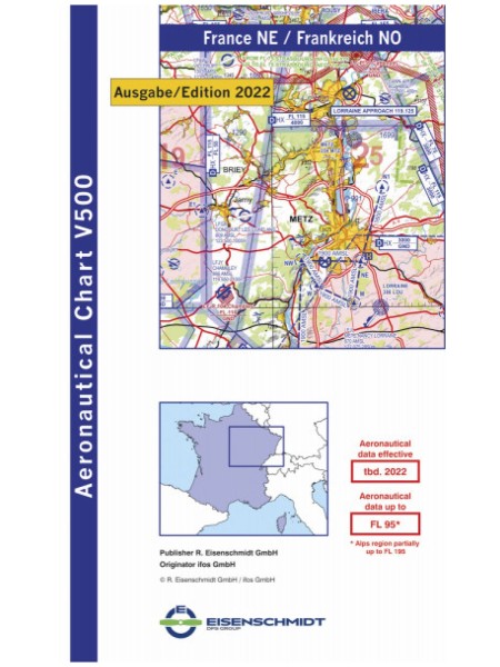 France Northeast V500 VFR Chart - paper, folded