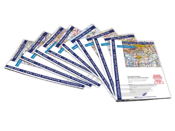 Satz ICAO Karten Deutschland 2023 Motorflug - ohne Folie, plano