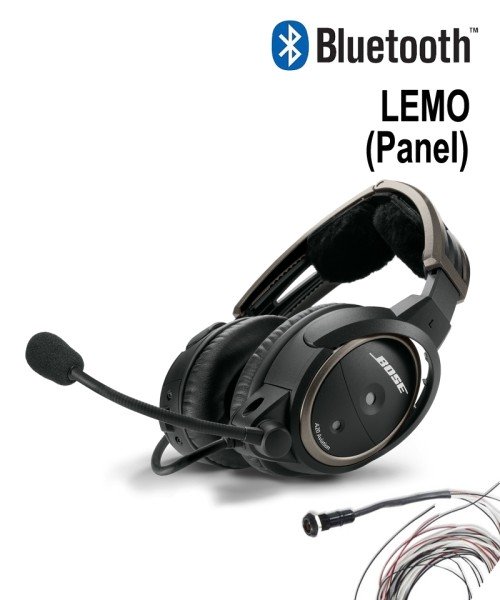 BOSE A20 Aviation Headset - LEMO-Stecker (Panel), gerades Kabel, Bluetooth, inkl. Festeinbau-Kabelsa