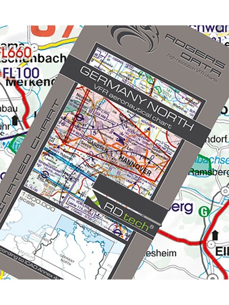 Deutschland Nord - Rogers Data VFR Karte, 1:500.000, laminiert, gefaltet