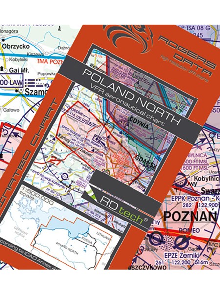 Polen Nord - Rogers Data VFR Karte, 1:500.000, laminiert, gefaltet