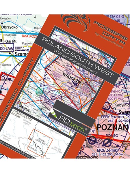 Polen Süd-West - Rogers Data VFR Karte, 1:500.000, laminiert, gefaltet